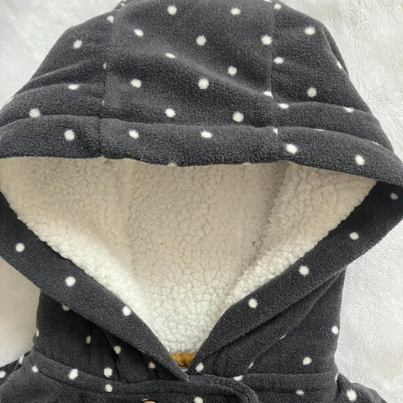 Carter’s 18M Black Polka Dot Hooded Fleece Peacoat EUC Toddler Girl - Picture 4 of 16